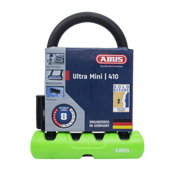 U-Lock Abus Ultra Mini 410, czarno zielony, 80 x 140 mm x 14 mm