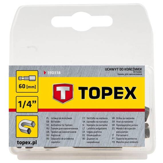 Uchwyt Topex do końcówek 1/4", 60 mm, magnetyczny