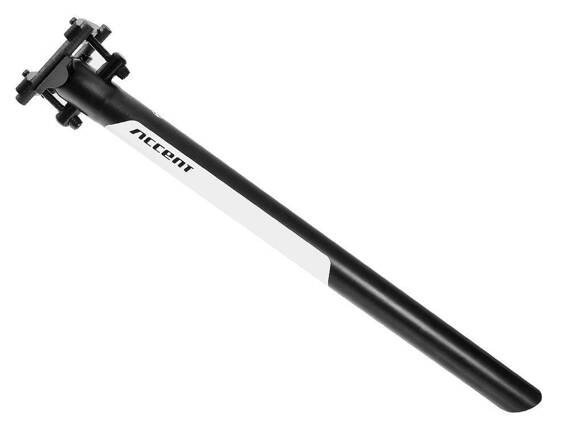 Wspornik siodła Accent EXE 30.9mm,  400 mm, aluminium 6061, czarno-biały