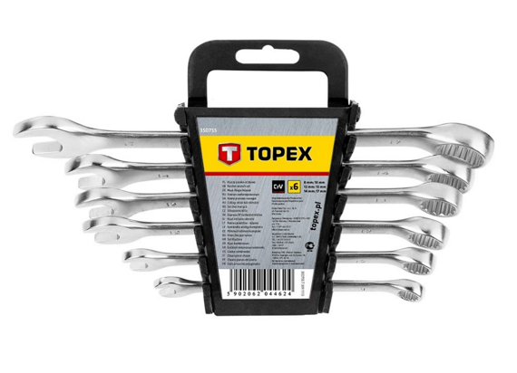 Zestaw kluczy płasko-oczkowych Topex 8-17 mm, 6szt.