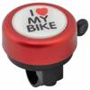 Dzwonek rowerowy, aluminiowy, czerwony, "I LOVE MY BIKE"